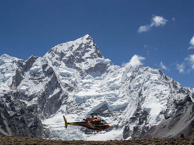 Helicopter Leaves Everest Base Camp
