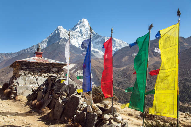 Mount Ama Dablam And Prayer Flags