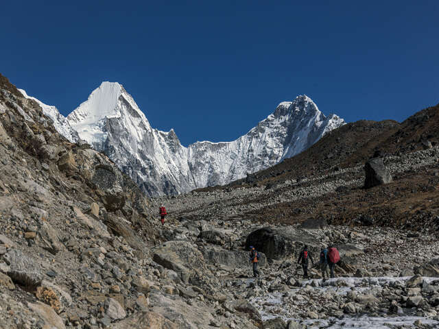 Trail between Lobuche and Gorak Shep in the Everest region