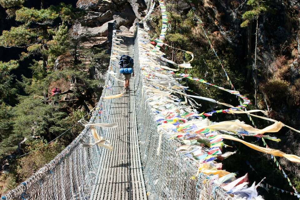 Suspension Bridge Over Dudh Kosi River