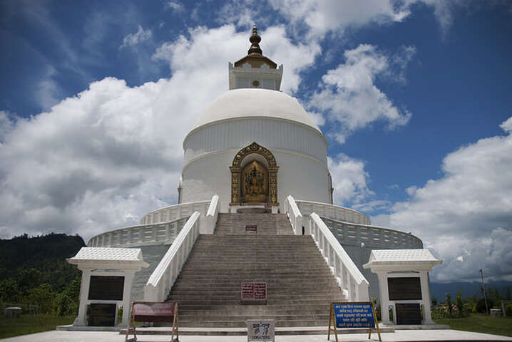 World Peace Pagoda above Pokhara and Phewa Lake